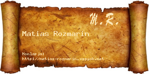 Matias Rozmarin névjegykártya